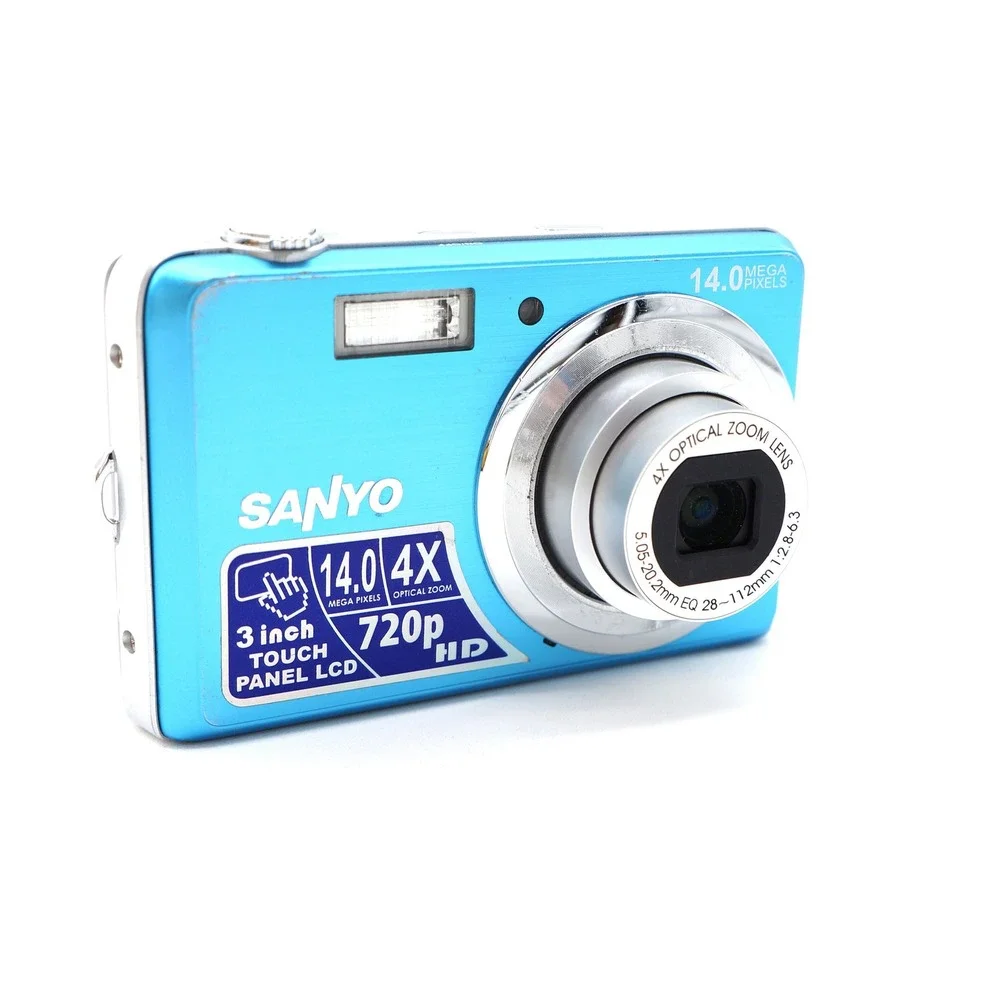 Vtg Sanyo VPC-E1500TP 14MP Blue Digital Camera Digi Zoom AF Point‎ Shoot Y2k